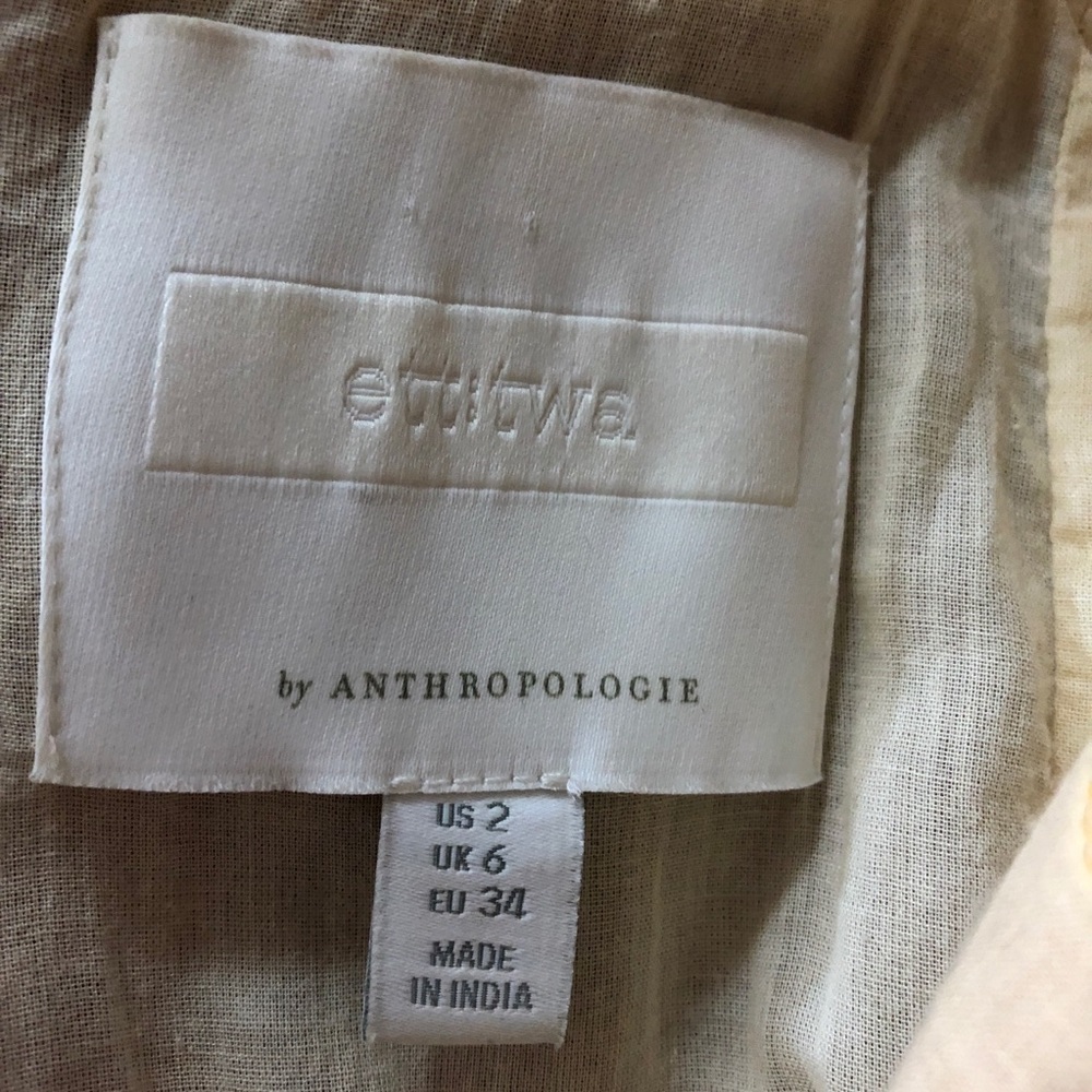 Anthropologie Romper Orange Brown Striped Linen - Picture 7 of 8